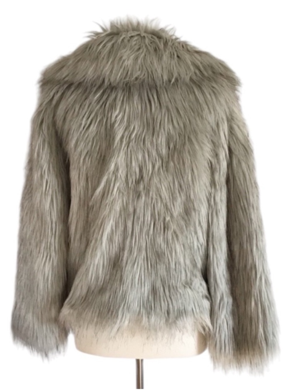 TOPSHOP Faux Fur Shag Jacket Coat 8 Gray - Picture 6 of 12